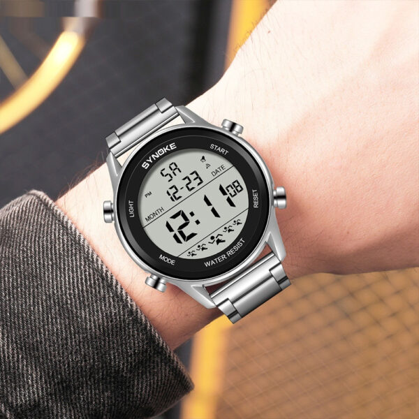 Steel Belt Sports Electronic Watch Waterproof Multifunctional Large Screen Luminous - Image 3