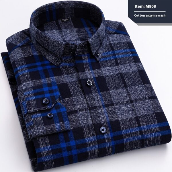 Cotton Long-sleeved Shirt Plaid Business Slim Fit - Image 4