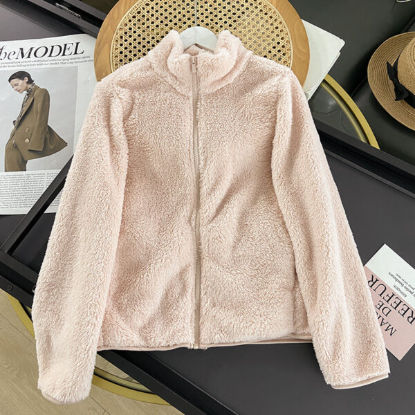 Women's Long Fleece Fleece Cardigan Zipper Coat - Image 10