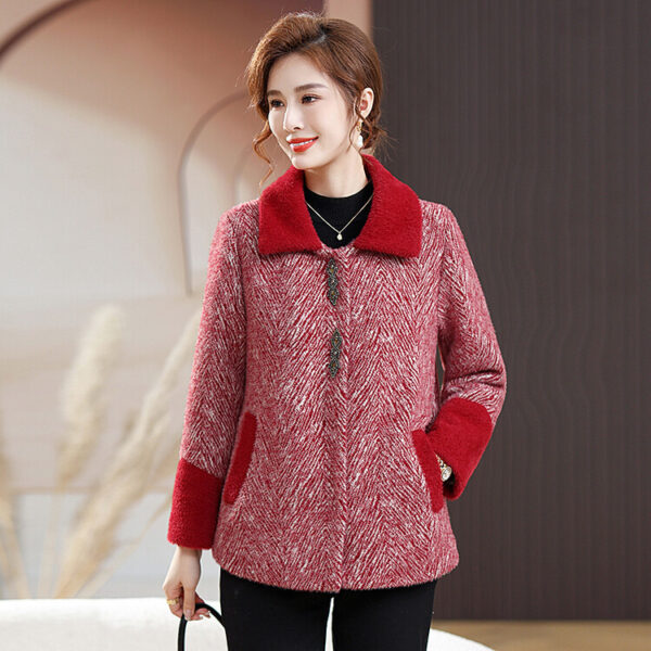 Mom Clothes Fleece Padded Coat Middle-aged And Elderly Women's Cotton-padded Jacket - Image 4