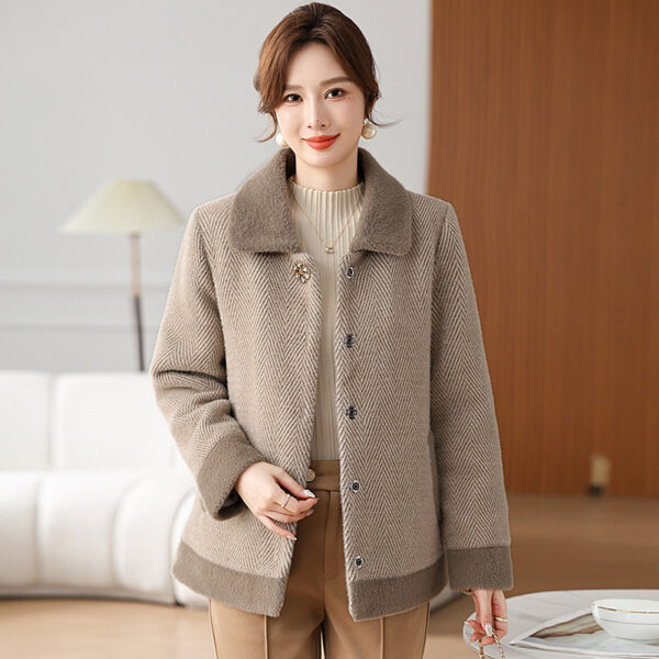 Mom Clothes Fleece Padded Coat Middle-aged And Elderly Women's Cotton-padded Jacket - Image 9