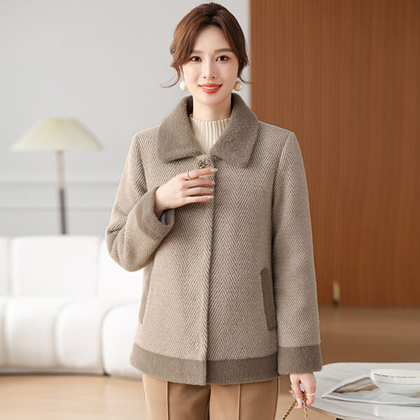 Mom Clothes Fleece Padded Coat Middle-aged And Elderly Women's Cotton-padded Jacket - Image 7