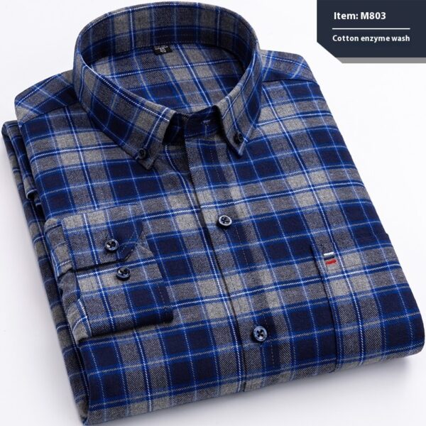 Cotton Long-sleeved Shirt Plaid Business Slim Fit - Image 8