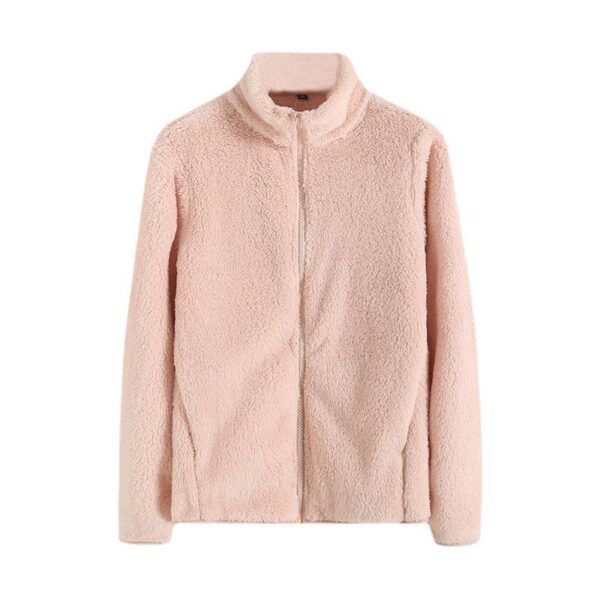 Women's Long Fleece Fleece Cardigan Zipper Coat - Image 6