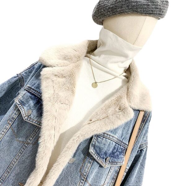 Denim Coat Women's Loose Lambswool Casual All-matching - Image 5