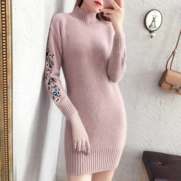 Autumn And Winter Fleece-lined Thickened Woolen Dress - Image 3