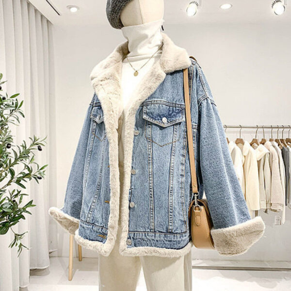 Denim Coat Women's Loose Lambswool Casual All-matching - Image 4