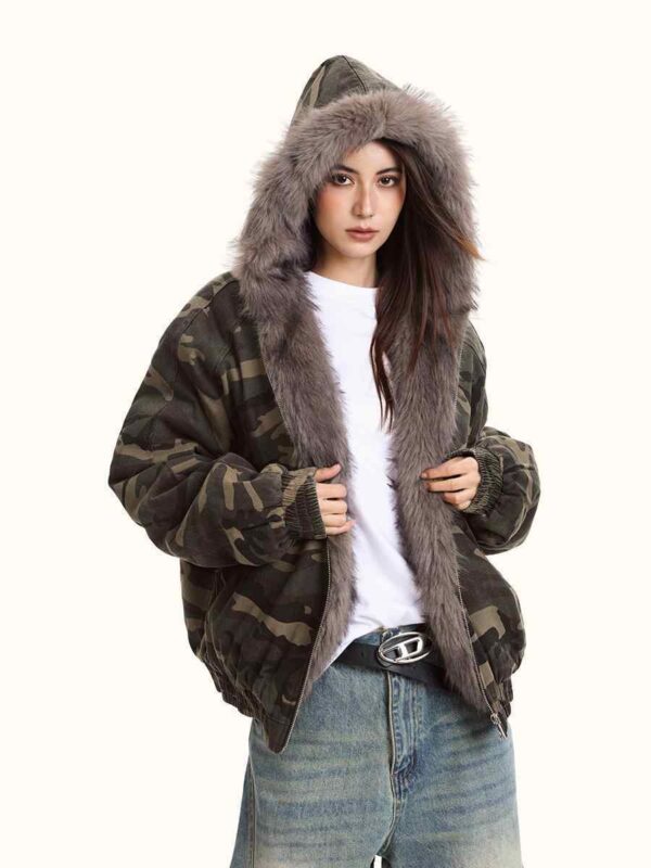 Women's Hooded Camouflage Jacket Cotton-padded Jacket - Image 5