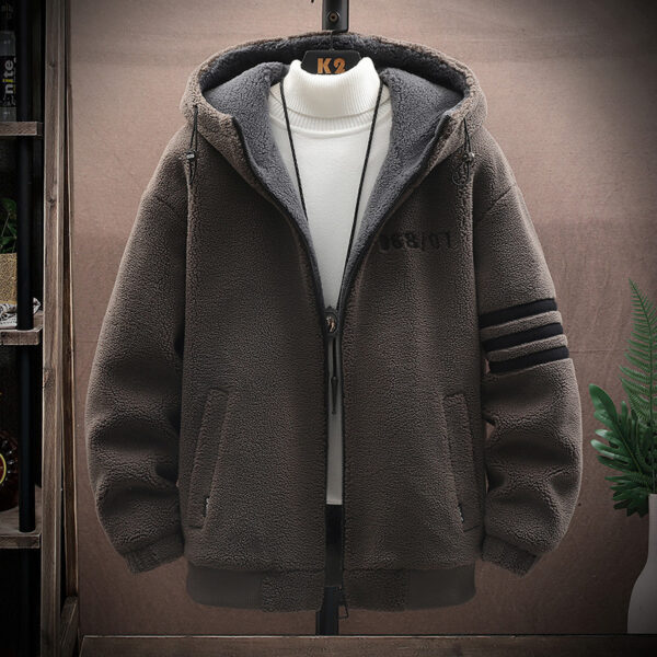 Fleece Coat Men's Winter Cotton Dress Lambswool Jacket - Image 2