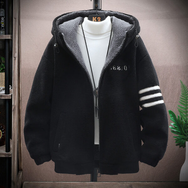 Fleece Coat Men's Winter Cotton Dress Lambswool Jacket - Image 5