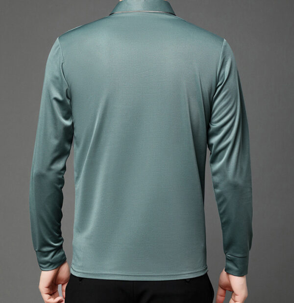 Men's Spring And Autumn Stretch T-shirt Lapel Long Sleeve T-shirt - Image 4